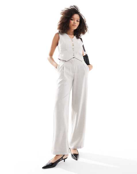 Vero Moda tailored wide leg pants in sand melange (part of a set) - view 1