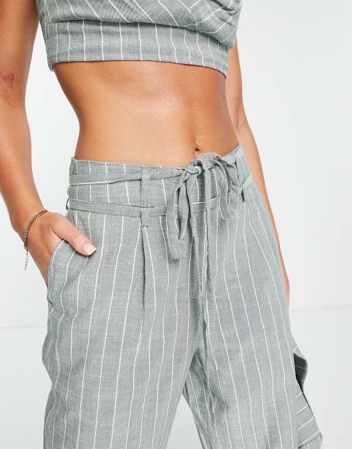 Striped pants with tie waist sale