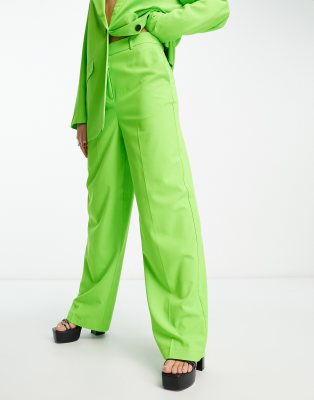 Vero Moda tailored wide leg trouser co-ord in citrus green