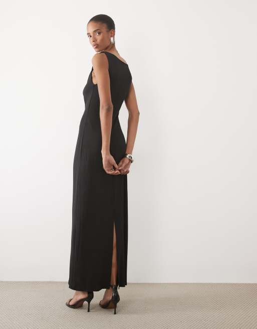 Vero Moda Tall abito lungo senza maniche con dettaglio twist nero, 4 di 4