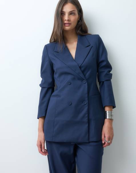 Vero Moda Tall - americana de traje cruzada de conjunto en azul marino - view 1