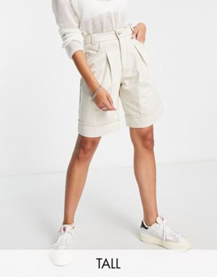 Vero Moda Tall Aware organic cotton longline shorts in stone