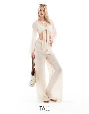 Vero Moda Tall Beach Pants In Stone - Part Of A Set-neutral