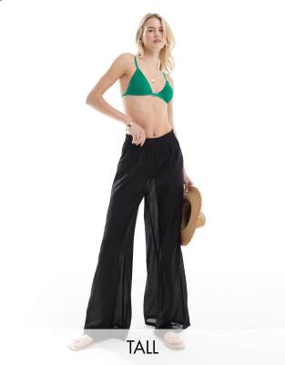 Vero Moda Tall beach trouser in black φωτογραφία