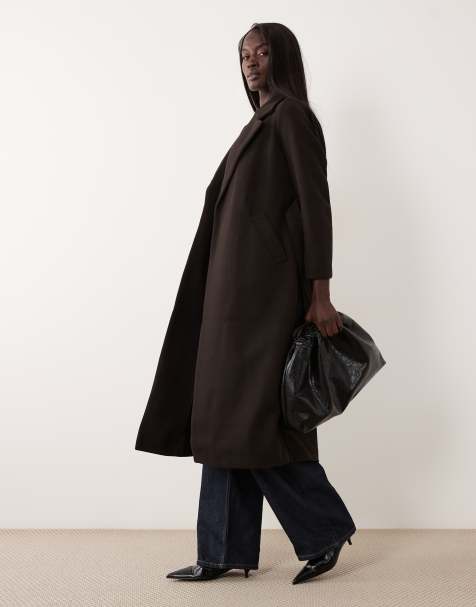 Vero Moda Tall belted formal maxi coat in chocolate brown - view 1