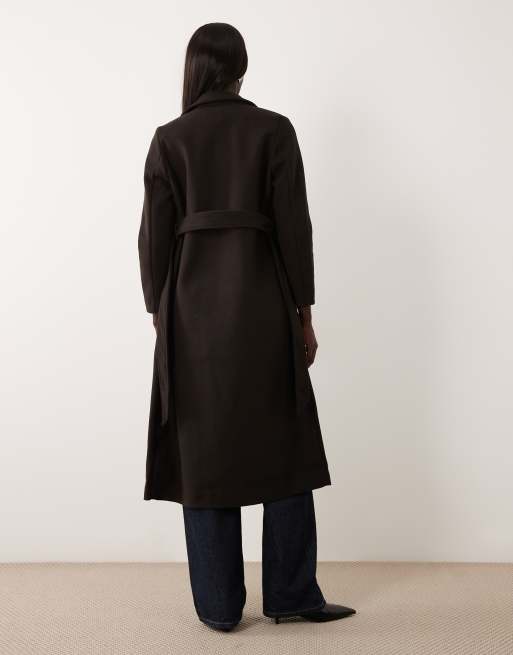 Vero Moda Tall belted formal maxi coat in chocolate brown, 4 of 4