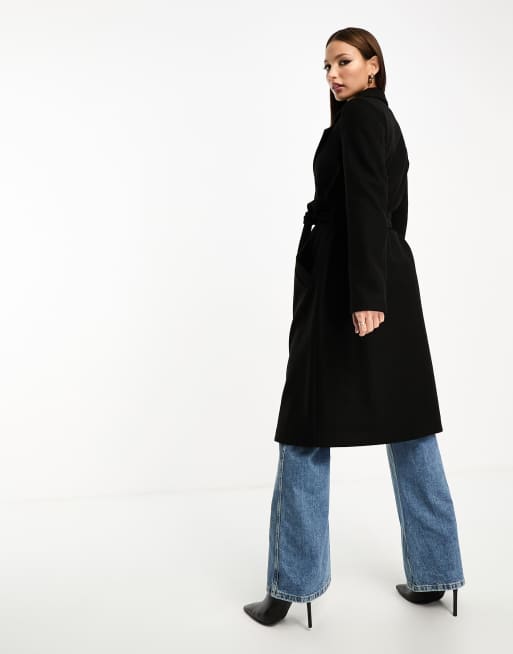 Vero Moda Tall belted formal midi coat in black, 3 of 4