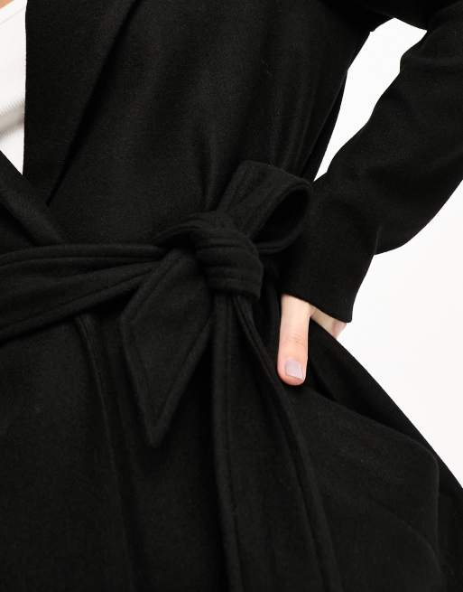 Vero Moda Tall belted formal midi coat in black, 4 of 4