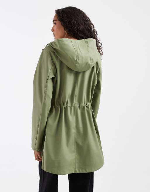 Vero Moda Tall beschichtete Jacke mit Kapuze in Ölgrün, 4 von 4