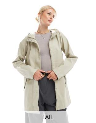 Vero Moda Tall - Beschichtete Regenjacke in Steinbeige mit Kapuze-Neutral