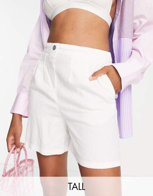 Vero Moda Tall – Białe szorty z wysokim stanem