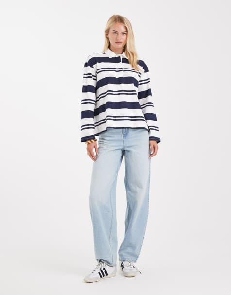 Vero Moda Tall Billie high rise barrel leg jeans in light blue wash - view 1