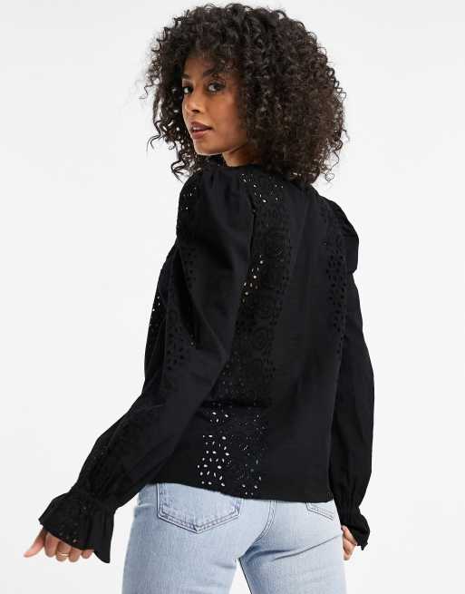 Blouse broderie anglaise noire new arrivals