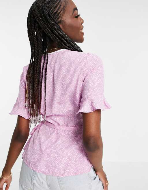 Vero Moda Tall - Blouse coupe portefeuille à petites fleurs - Lilas, 2 de 4