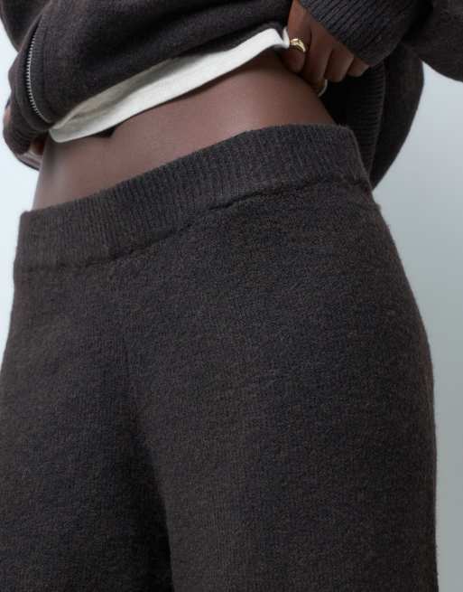 Vero Moda Tall brede ben strikkede bukser, co-ord i chokoladebrun melering, 2 af 5