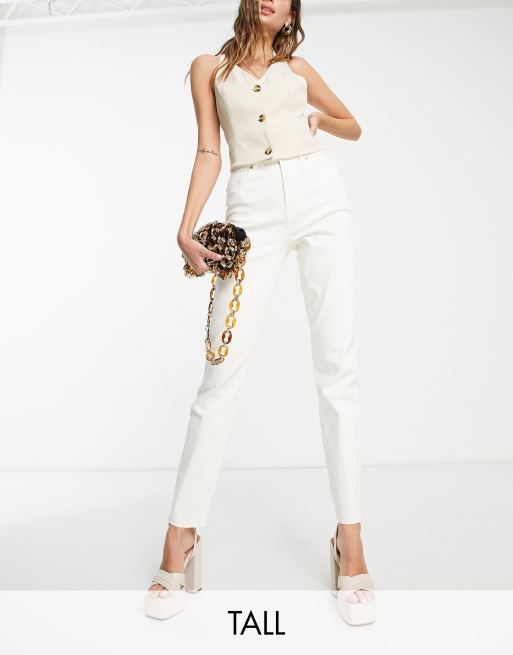 Vero Moda Tall – Brenda – Kremowe jeansy z prostymi nogawkami