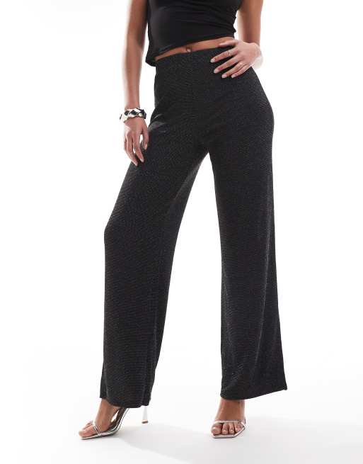 Vero Moda Tall - Broek met wijde pijpen in zwarte glitter, 2 van 5
