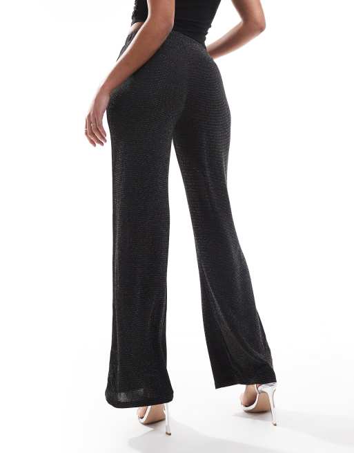 Vero Moda Tall - Broek met wijde pijpen in zwarte glitter, 3 van 5