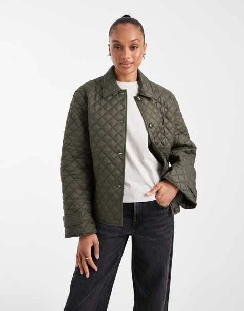 Vero Moda Tall button down quilted jacket in deep khaki - view 1