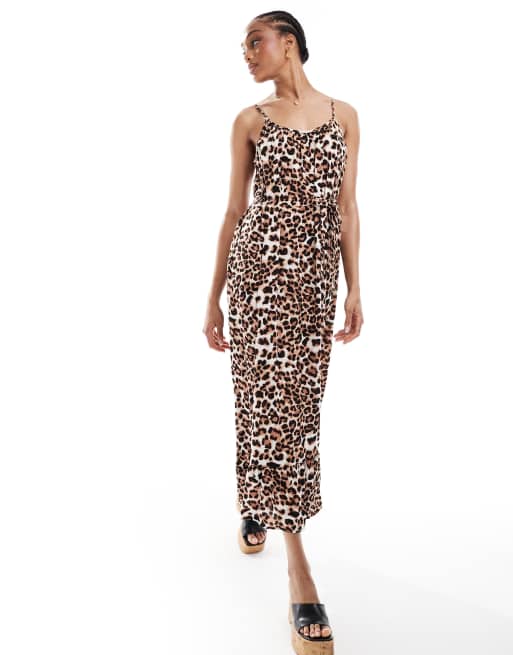 Vero Moda Tall cami ankle dress in leopard print, 4 of 4