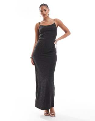 cami maxi dress in black glitter