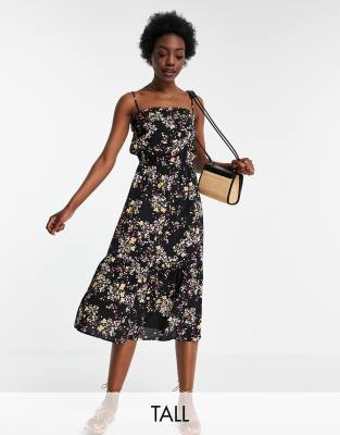 Vero Moda Tall cami midi dress in black ditsy floral - ASOS Price Checker