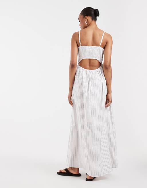 Vero Moda Tall cami midi dress in white stripe print, 4 of 4