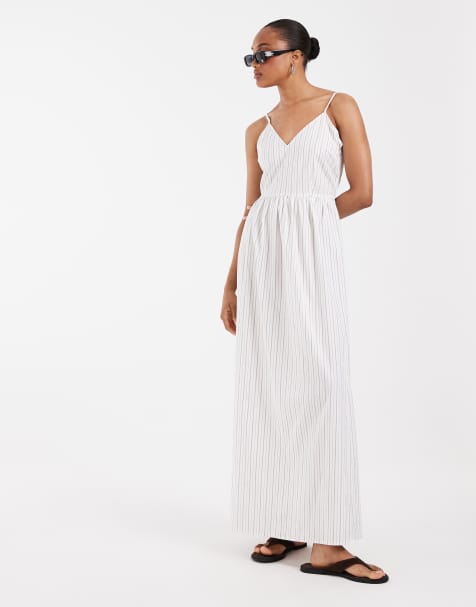 Vero Moda Tall cami midi dress in white striped print - view 1