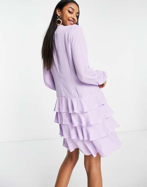 Vero Moda Tall chiffon ruffle mini dress in lilac | ASOS