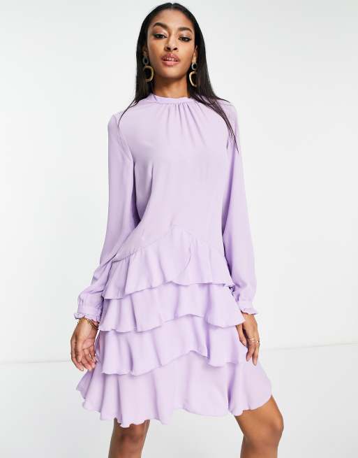 Vero Tall chiffon ruffle mini lilac | ASOS