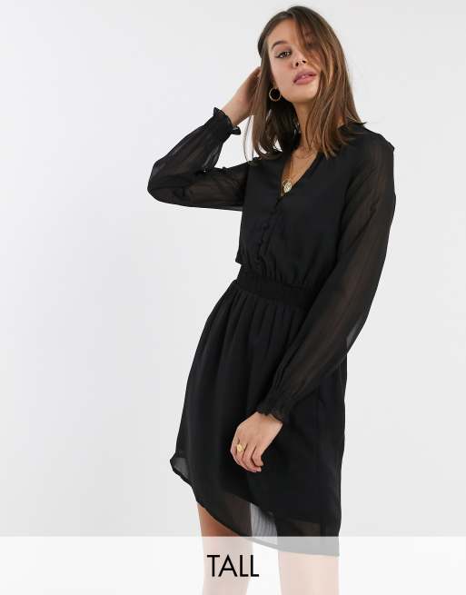 Black chiffon shift dress sale