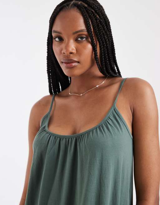 Vero Moda Tall chuck on cami maxi dress in khaki , 4 of 4