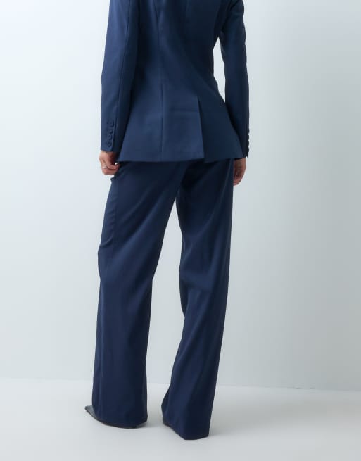 Vero Moda Tall co-ord set met wijde pijpen en pantalon in navy, 4 van 5
