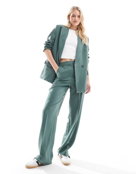 Vero Moda Tall - Co-ord set van elegante blazer en broek met visgraatmotief in bosgroen - view 1