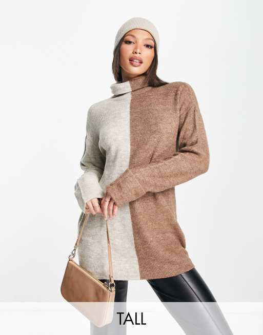 Vero Moda Tall color block knitted sweater in neutrals