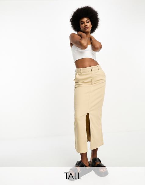 Khaki floral outlet maxi skirt