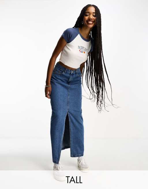 Long denim clearance skirts with pockets