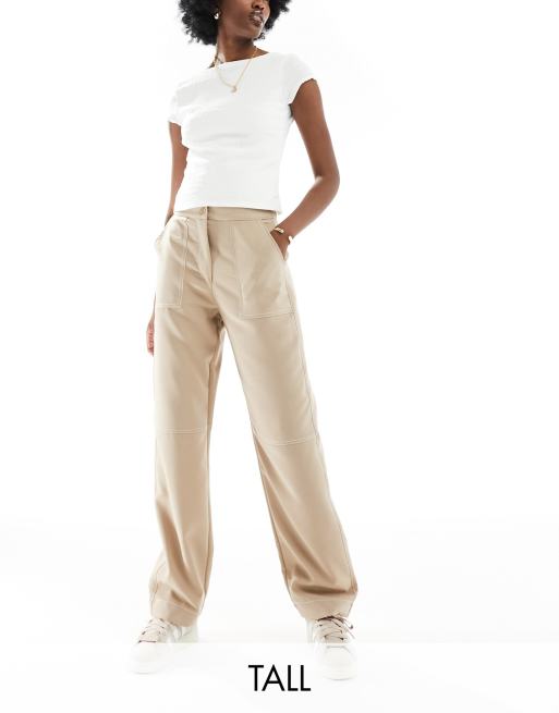 Contrast waistband chinos - Women