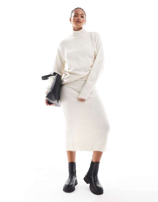 Vero Moda Tall - Coordinato color panna mélange con gonna e maglione