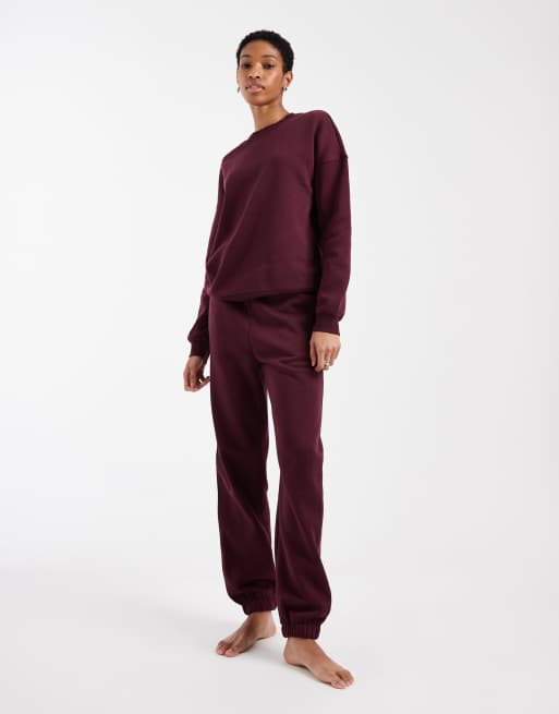 Vero Moda Tall - Coordinato con felpa oversize e joggers con fondo elasticizzato bordeaux