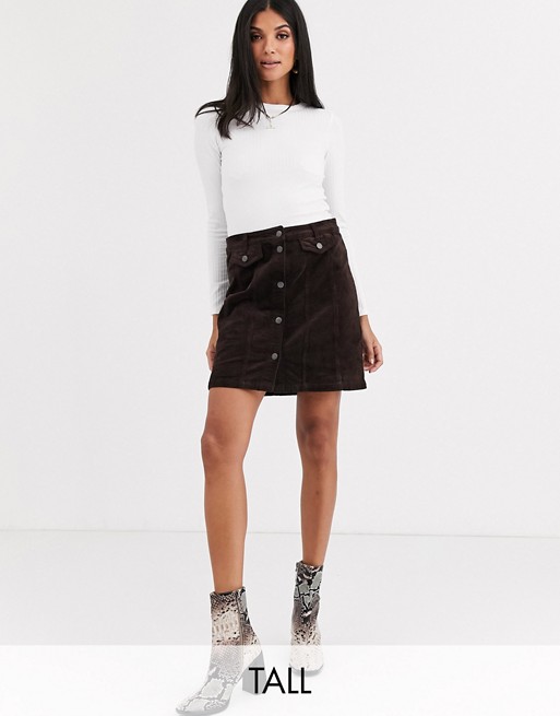 Vero Moda Tall cord mini skirt in chocolate