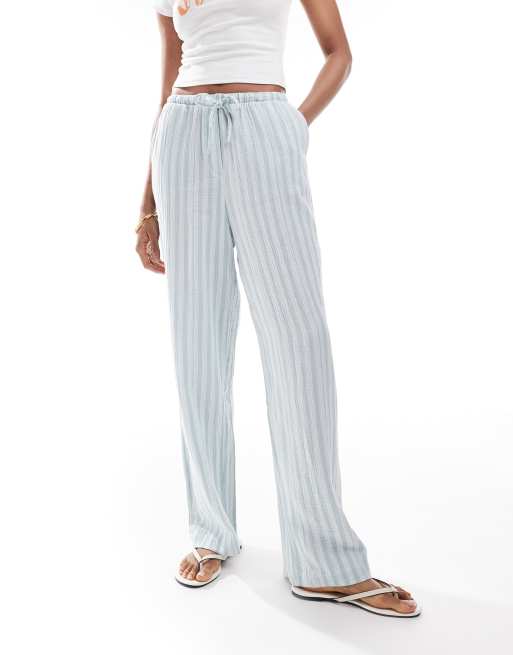 Vero Moda Tall cotton wide leg pants in green stripe | ASOS