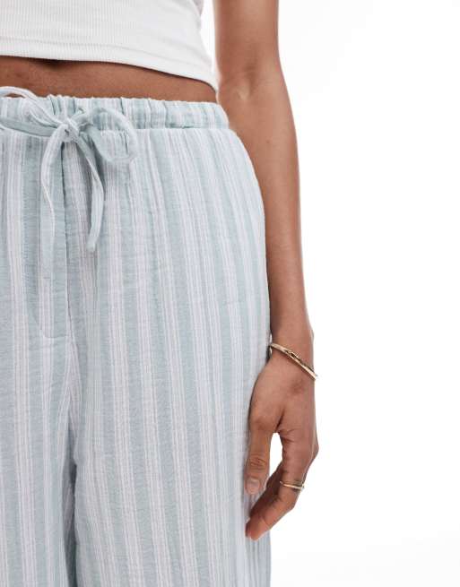 Vero Moda Tall cotton wide leg pants in green stripe , 5 of 5