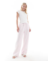 ASOS DESIGN Tall linen mix pull on pants in stone