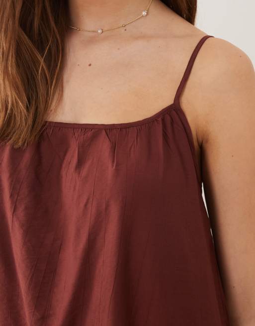 Vero Moda Tall crinkle textured woven full cami maxi dress in andorra red, 4 of 4