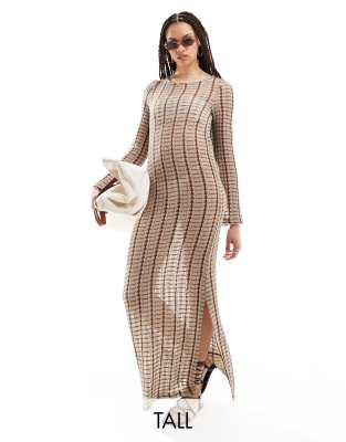 crochet beach maxi dress in neutral
