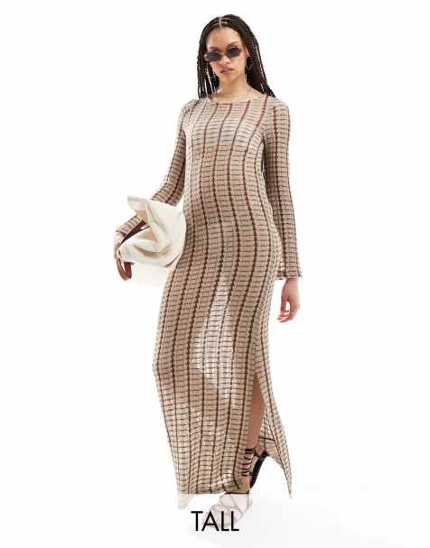 Vero Moda Tall crochet beach maxi dress in neutral - view 1