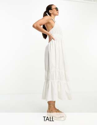 Vero Moda Tall Cross Back Maxi Dress In White