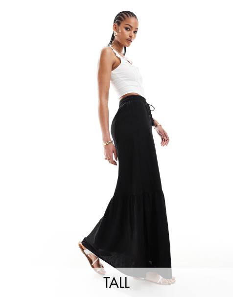 Vero Moda Tall boho maxi skirt in black