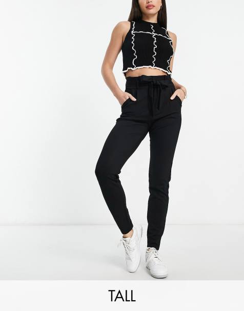Vero Moda Tall – Czarne zwężane spodnie z talią typu paperbag - view 1